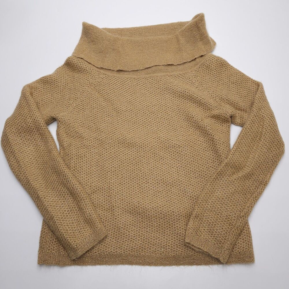 Moda Sweater Womens Medium Kid Mohair Blend Gold Brown Open Knit Y2K 90s